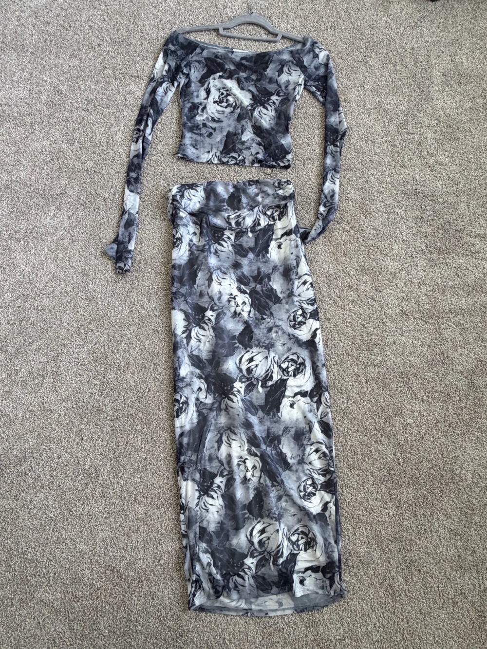 superdown Black & Gray Floral Strapless Set